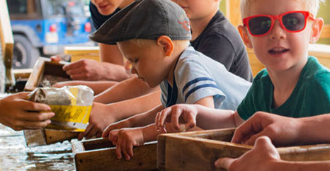 Kids at mining station